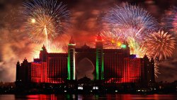 Abu Dhabi Building and Fireworks