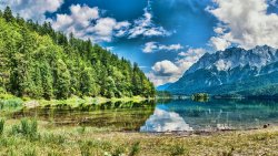 Alps Seealpsee Alpstein Pine Forest and Lake