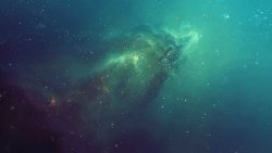 Amazing Beautiful Blue Nebula and Galaxy