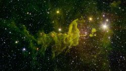 Amazing Beautiful Green Nebula and Galaxy