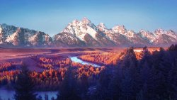 Amazing Mountain Peaks and Purple Valley