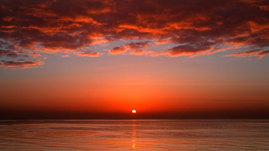 Amazing Red Sunset and Sea