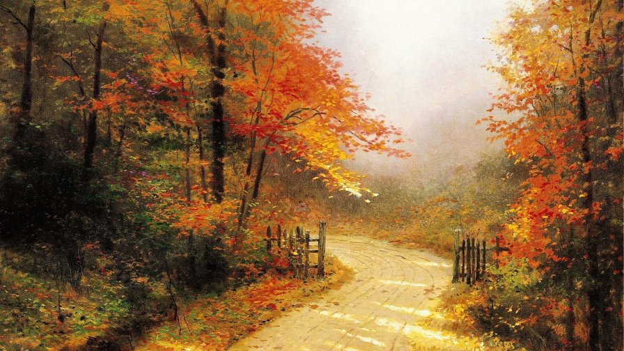 Autumn Lane by Thomas Kinkade
