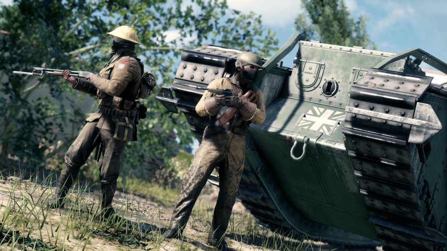 Battlefield 1 Great Britain National Army Soldiers with Tank World War I
