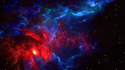 Beautiful Blue and Red Space Nebula
