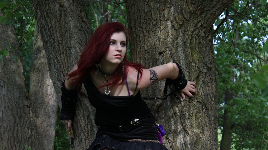 Beautiful Goth Girl with Red Hair