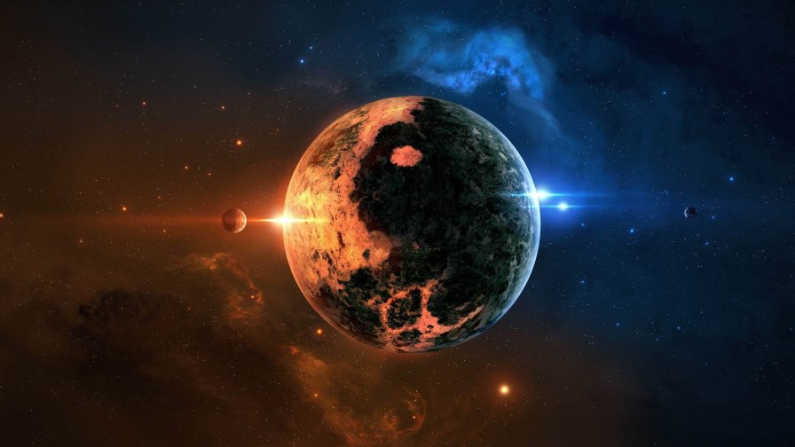 Beautiful In Yan Planet and Orange Galaxy