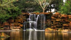 Beautiful Lake and Waterfall in Green Forest