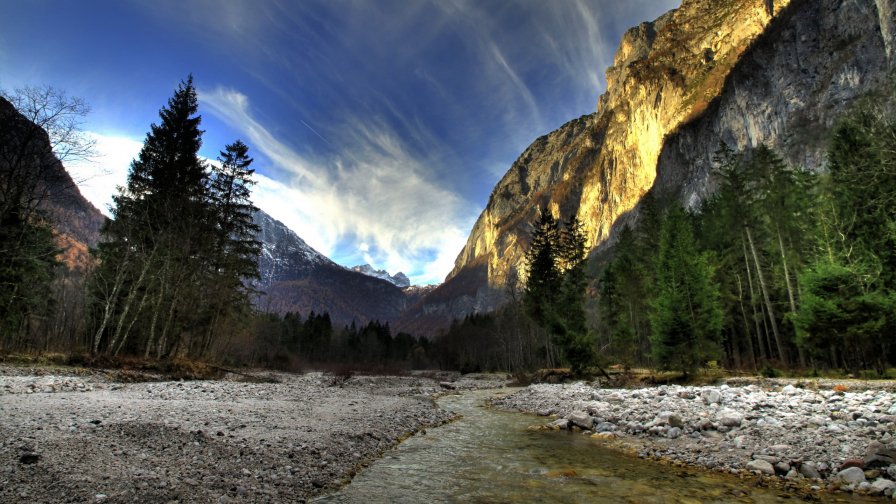 Beautiful Mountain Valley and River