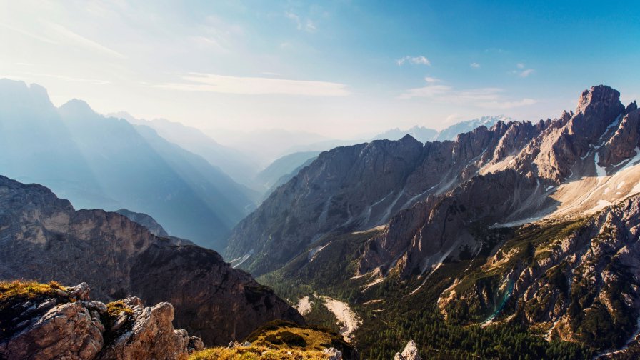 Beautiful Mountain Valley and Sunrays