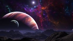Beautiful Space Artwork Planets and Galaxy