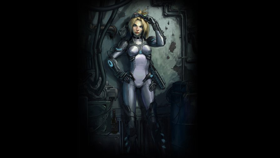 Beautiful Space Blonde Girl with Perfect Body