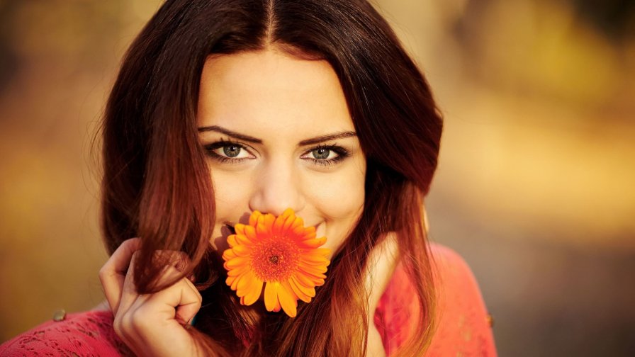 Beautiful Teen Girl with Flower