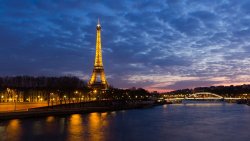 Beautiful Winter Paris and Glowing Eiffel Tower