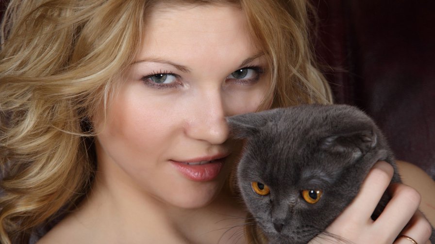 Blonde Girl with Cat