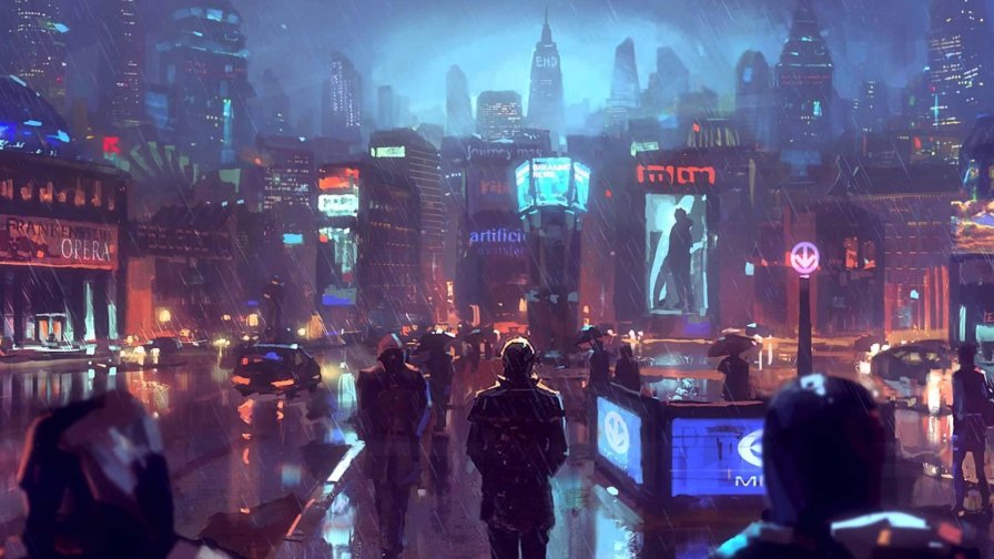 Cyberpunk Big City of Future