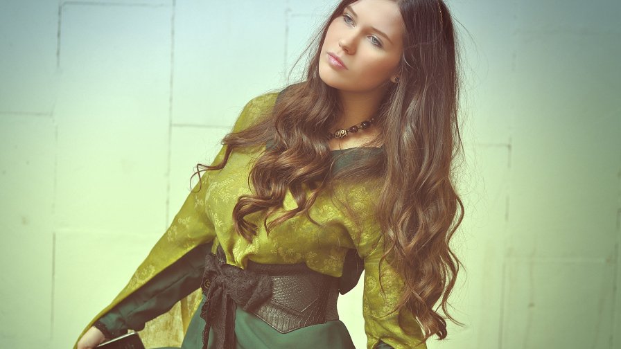Elegant Girl with Brown Hair