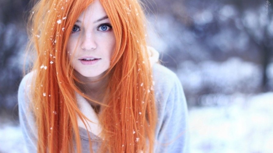 Funny Beautiful Teen Girl with Orange Hair