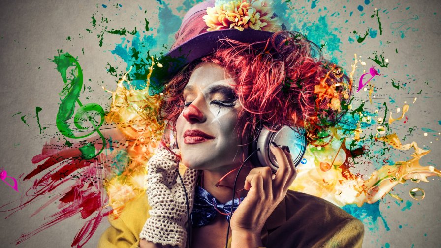 Girl Listening to Music on Headphones