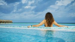 Girl in Pool on Maldives