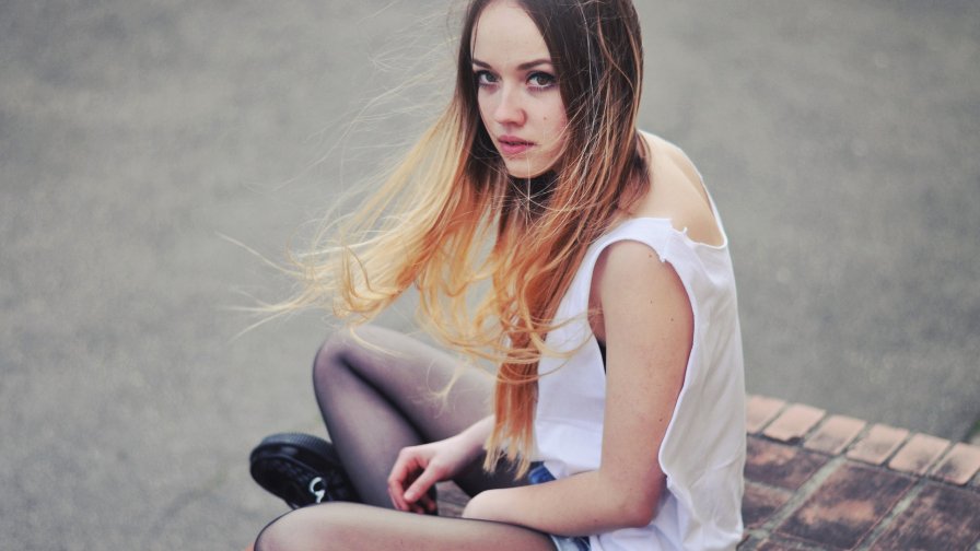 Lonely Sexy Girl with Beautiful Red Hair