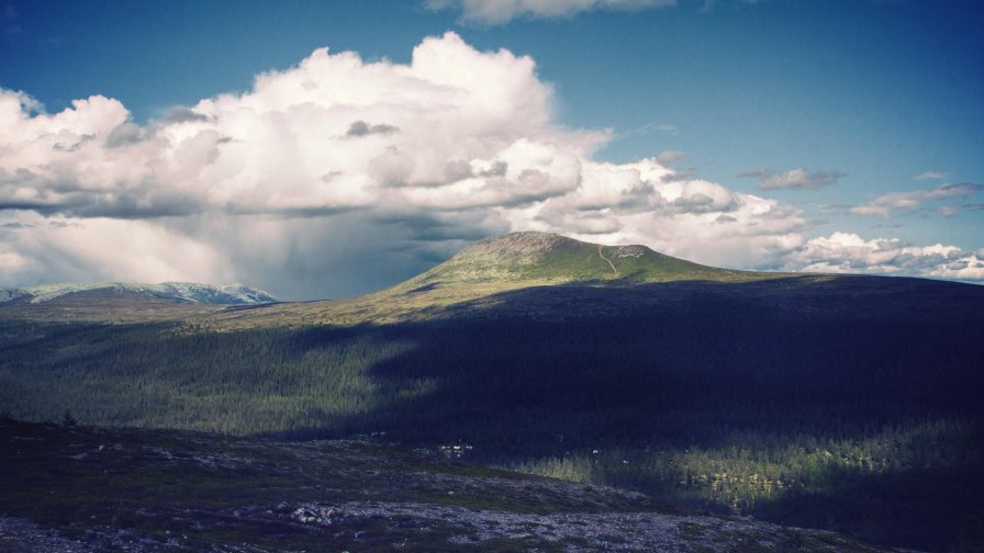 Mountains Hills Clouds in the Sky and Forest