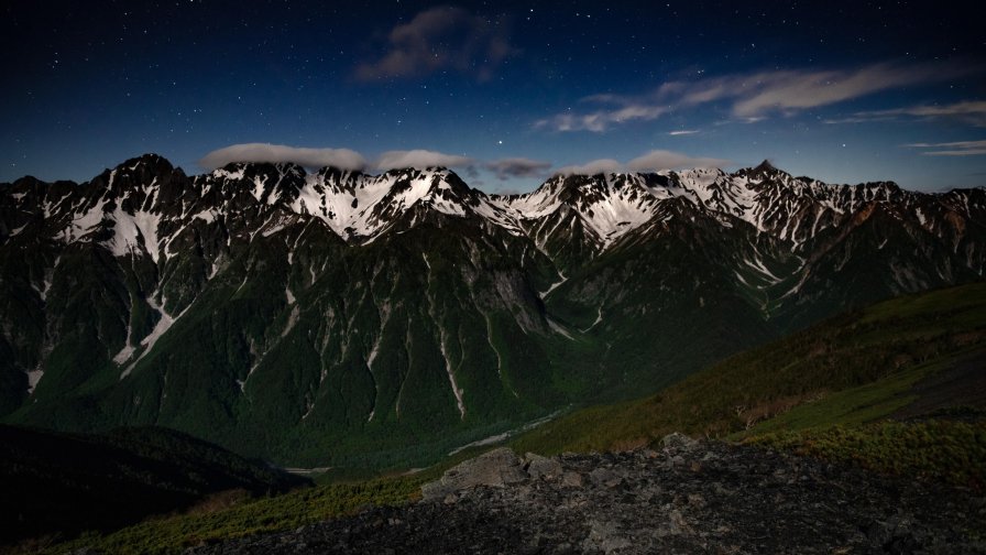 Mountains Peaks and Starry Sky