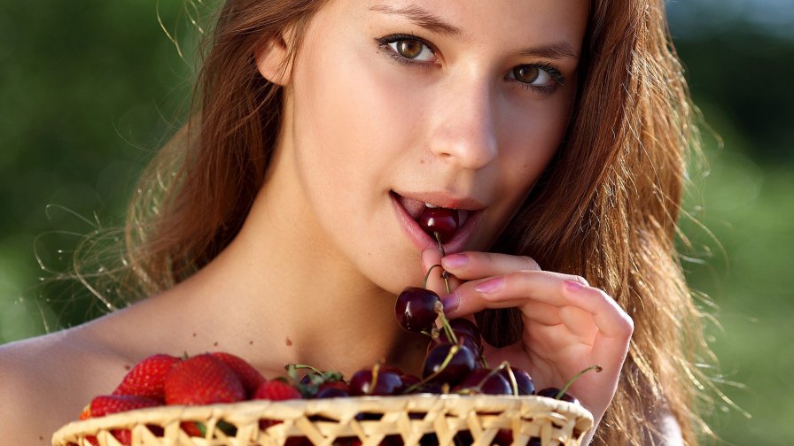 Naked Girl with Cherries