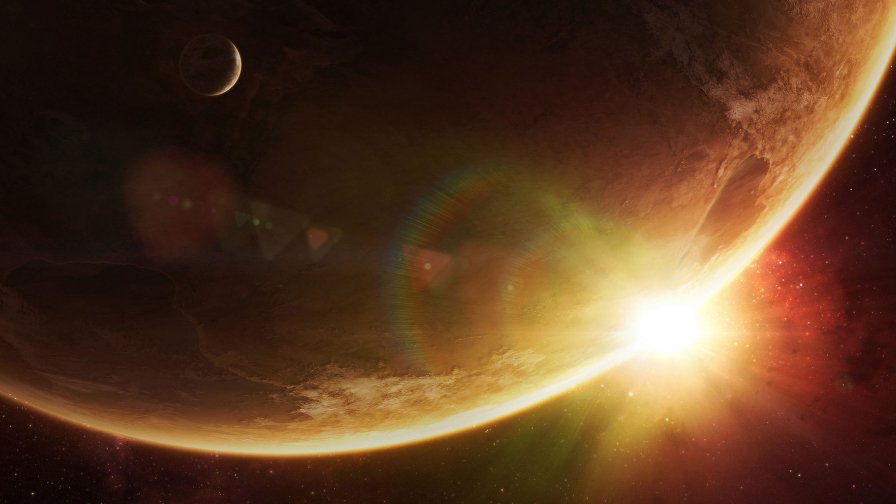 Orange Planet and Galaxy