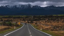 Road in Desert and Mountains