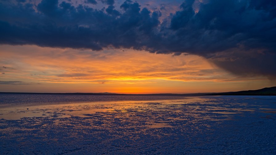 Sunset and Big Winter Lake