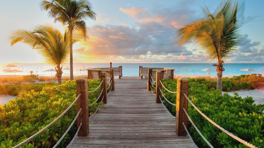 Tropical Beach Piers Sunrise