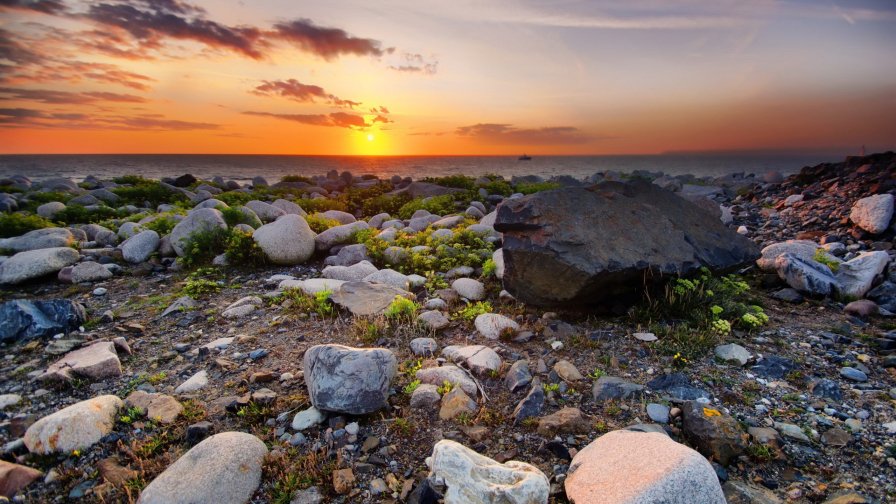 White Rocks and Orange Sunset
