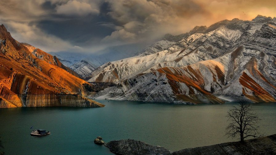 Wonderful Sunset in Mountains Valley