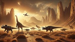 Dinosaurs and Sunlight in Desert