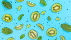 Kiwi Slices and Mint Leaves