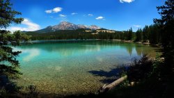 Mountains and Beautiful Pure Lake in Jasper National Park